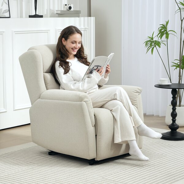 HOMCOM Poltrona Relax con Poggiapiedi e Inclinabile fino a 160°, Sedia Imbottita Regolabile in effetto lino, 80x94x101 cm, Beige | Aosom Italy