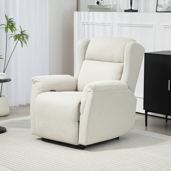 HOMCOM Poltrona Relax con Poggiapiedi e Inclinabile fino a 160°, Sedia Imbottita Regolabile in effetto lino, 80x94x101 cm, Beige | Aosom Italy