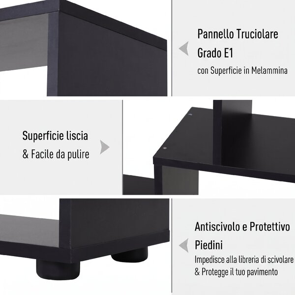 HOMCOM Libreria Moderna di Design a 8 Ripiani in Legno Truciolare, Arredamento Casa e Ufficio, 70x24x178cm Nero | Aosom Italy
