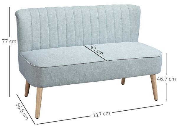 HOMCOM Divano 2 Posti con Imbottitura Morbida fino a 220 kg, Rivestimento Facile da Pulire, 117x56,5x77 cm, Verde Chiaro | Aosom Italy