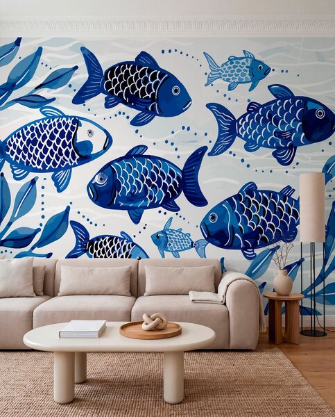 Carta da parati Pesce blu, Carta da parati Mare, w01062 : Uwalls.it