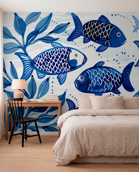 Carta da parati Pesce blu, Carta da parati Mare, w01062 : Uwalls.it
