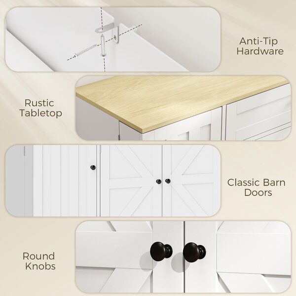 HOMCOM Credenza da Cucina con Ante Scorrevoli, Mobile con 1 Cassetto e 2 Ripiani Regolabili, 100x40x81 cm, Bianco | Aosom Italy