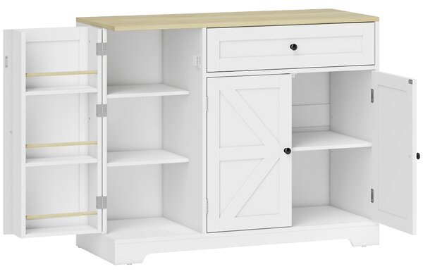 HOMCOM Credenza da Cucina con Ante Scorrevoli, Mobile con 1 Cassetto e 2 Ripiani Regolabili, 100x40x81 cm, Bianco | Aosom Italy