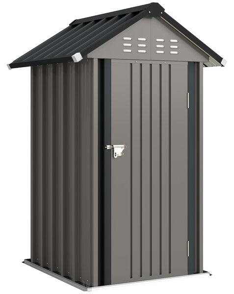 Outsunny Capanno Porta Attrezzi in Metallo 1,17 m², Casetta con Tetto a Capanna, Ventilazione, Serratura e Guanti, 122x121x192 cm | Aosom Italy