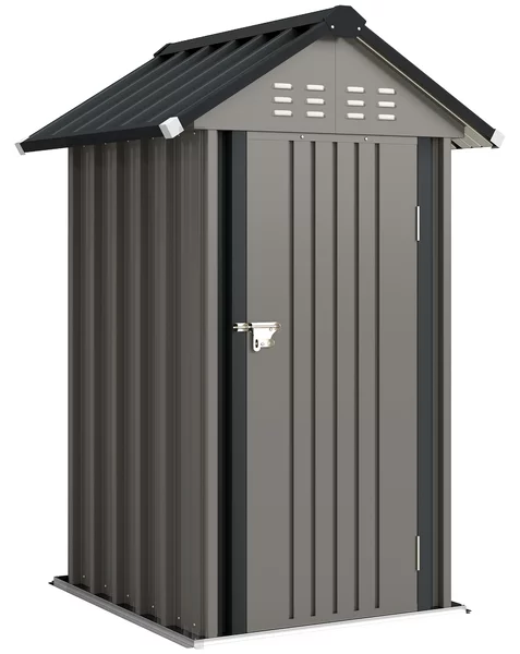Outsunny Capanno Porta Attrezzi in Metallo 1,17 m², Casetta con Tetto a Capanna, Ventilazione, Serratura e Guanti, 122x121x192 cm | Aosom Italy