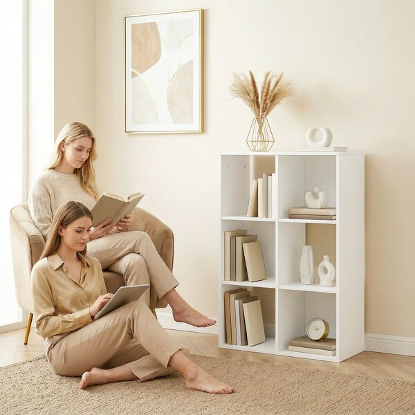HOMCOM Libreria Salvaspazio a 3 ripiani Verticale con Anti-ribaltamento per Soggiorno, Camera e ufficio, 61,5x29,5x91,5 cm, Bianco | Aosom Italy