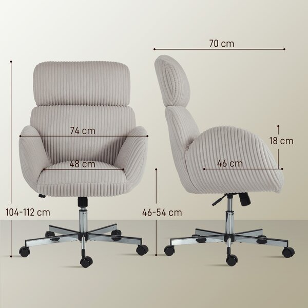 HOMCOM Sedia da Ufficio Ergonomica in Velluto con Schienale Alto, Poggiatesta e Braccioli Regolabili, Grigio | Aosom Italy