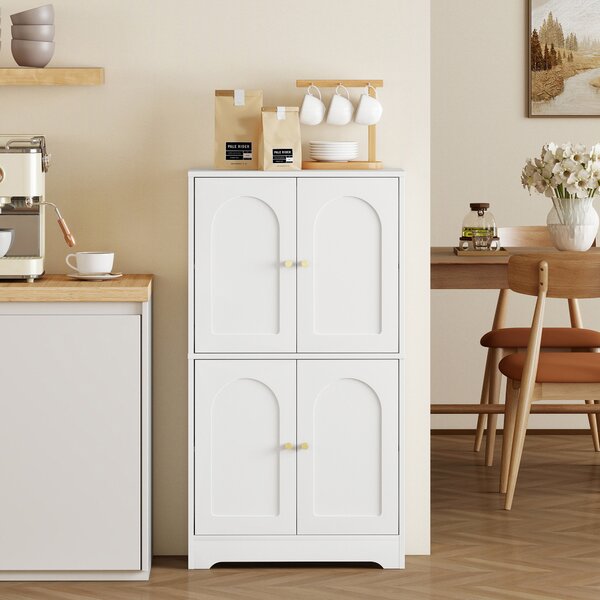 HOMCOM Armadio Alto da Cucina con 2 Ripiani Regolabili e 4 Ante Arcuate, 60x30x110 cm, Bianco | Aosom Italy