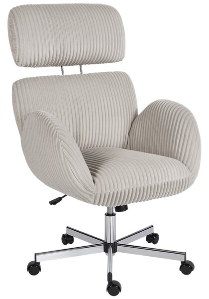 HOMCOM Sedia da Ufficio Ergonomica in Velluto con Schienale Alto, Poggiatesta e Braccioli Regolabili, Grigio | Aosom Italy