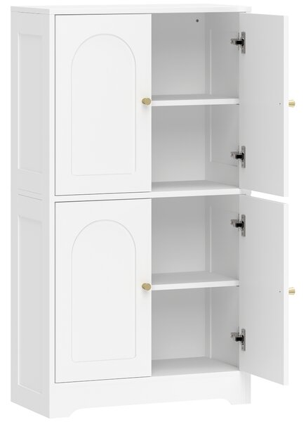 HOMCOM Armadio Alto da Cucina con 2 Ripiani Regolabili e 4 Ante Arcuate, 60x30x110 cm, Bianco | Aosom Italy