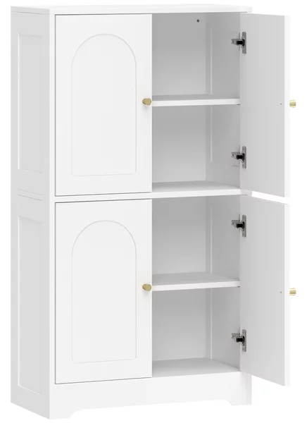 HOMCOM Armadio Alto da Cucina con 2 Ripiani Regolabili e 4 Ante Arcuate, 60x30x110 cm, Bianco | Aosom Italy