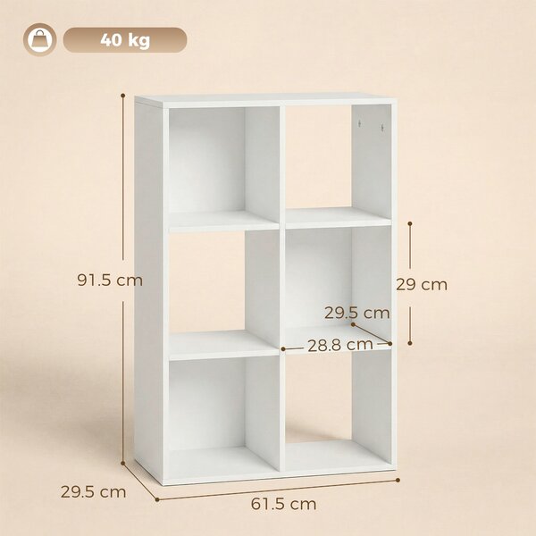HOMCOM Libreria Salvaspazio a 3 ripiani Verticale con Anti-ribaltamento per Soggiorno, Camera e ufficio, 61,5x29,5x91,5 cm, Bianco | Aosom Italy