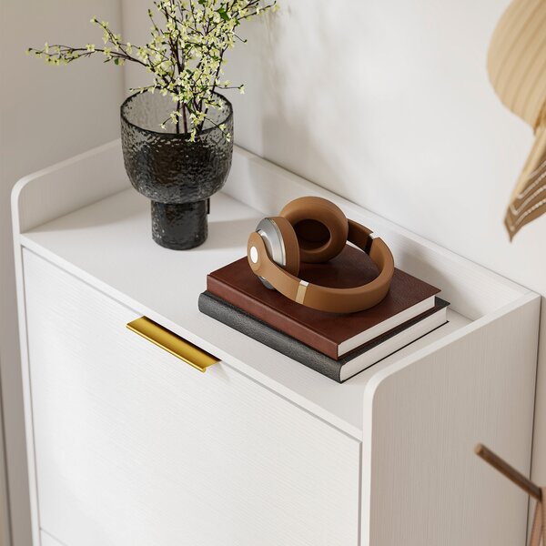 HOMCOM Scarpiera Stretta con 2 cassetti ribaltabili e ripiani regolabili per 12 paia, 70x30x120 cm, Bianco | Aosom Italy