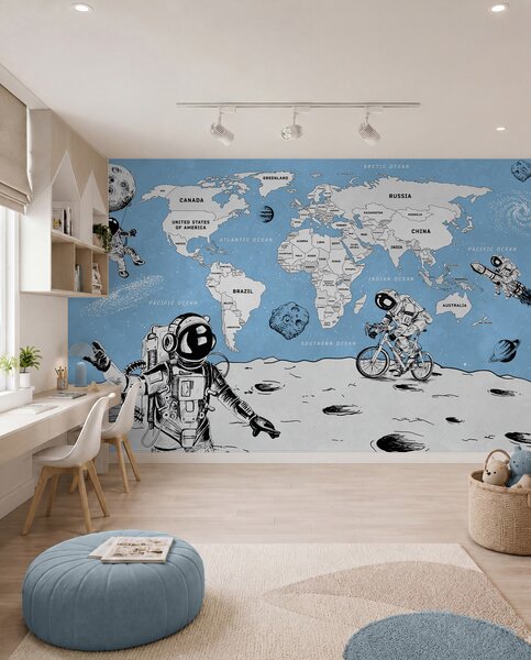 Carta da parati Gli astronauti esplorano un universo stravagante, Carta da parati Spazio, w00473 : Uwalls.it