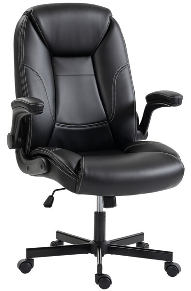 HOMCOM Sedia Ufficio Ergonomica con Braccioli Ribaltabili, Altezza Regolabile e Funzione Dondolo, Nero | Aosom Italy