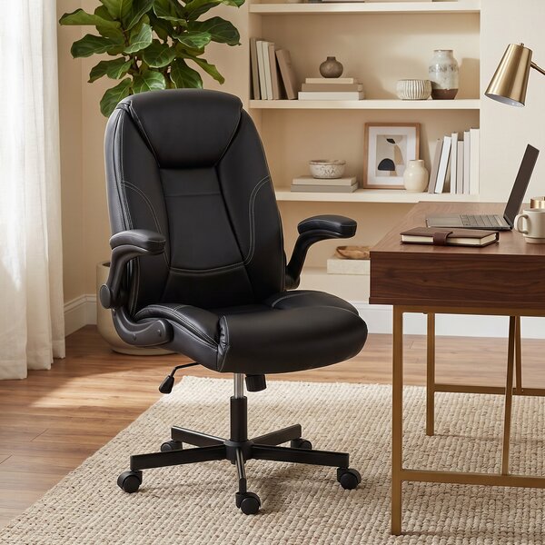 HOMCOM Sedia Ufficio Ergonomica con Braccioli Ribaltabili, Altezza Regolabile e Funzione Dondolo, Nero | Aosom Italy