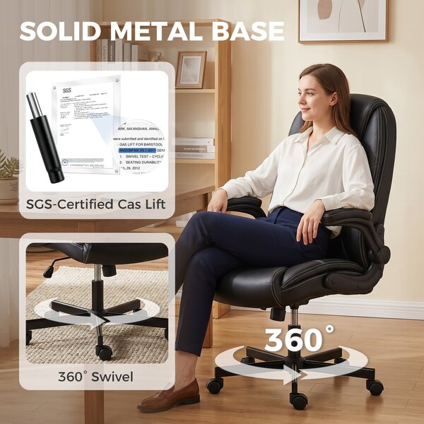 HOMCOM Sedia Ufficio Ergonomica con Braccioli Ribaltabili, Altezza Regolabile e Funzione Dondolo, Nero | Aosom Italy