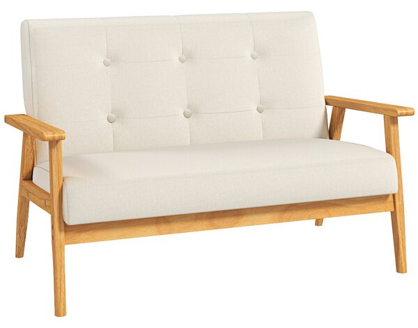 HOMCOM Divano 3 posti Scandinavo con Schienale, Seduta Imbottita e Braccioli, 115×66,5×73 cm, Beige | Aosom Italy