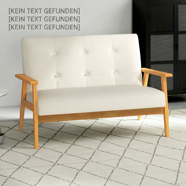 HOMCOM Divano 3 posti Scandinavo con Schienale, Seduta Imbottita e Braccioli, 115×66,5×73 cm, Beige | Aosom Italy