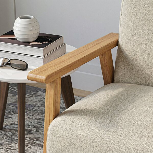 HOMCOM Divano 3 posti Scandinavo con Schienale, Seduta Imbottita e Braccioli, 115×66,5×73 cm, Beige | Aosom Italy