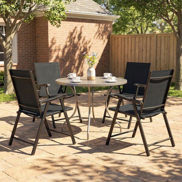 Outsunny Set di 4 Sedie da Giardino Pieghevoli, Struttura in Acciaio Robusta senza Montaggio, Schienale Alto Ergonomico, 58x62x97 cm, Nero | Aosom Italy