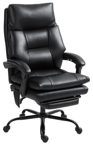 HOMCOM Sedia Ufficio Ergonomica, Poltrona da Ufficio in PU con Supporto Lombare Gonfiabile e Schienale Reclinabile, Altezza Regolabile, Nero | Aosom Italy