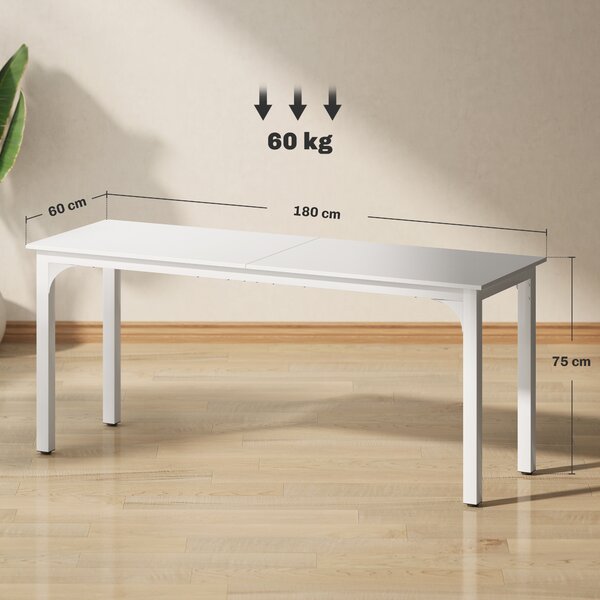 HOMCOM Scrivania per Computer 180 cm con Grande Piano per 2 Persone, per Lavoro da Casa o Studio, Bianco | Aosom Italy