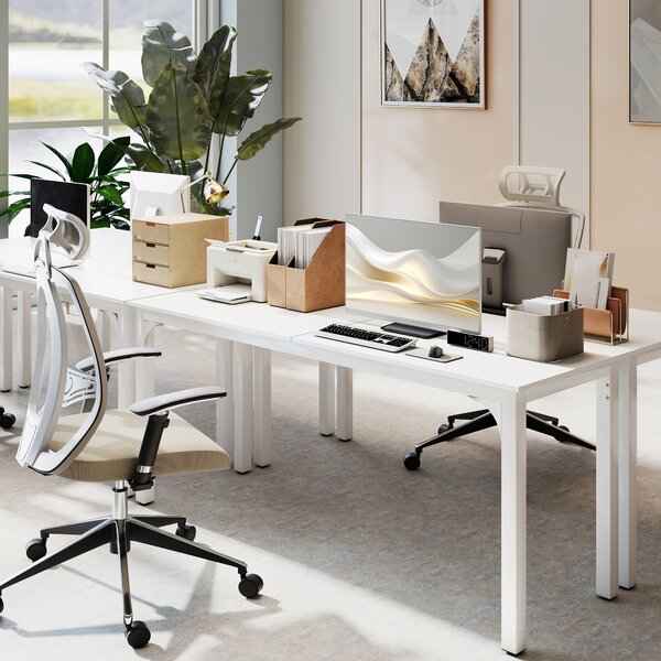 HOMCOM Scrivania per Computer 180 cm con Grande Piano per 2 Persone, per Lavoro da Casa o Studio, Bianco | Aosom Italy