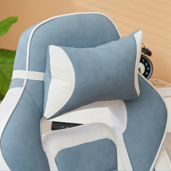 HOMCOM Sedia Gaming Ergonomica con Poggiapiedi, Altezza Regolabile, Schienale Reclinabile, 63x63x123 cm, Blu | Aosom Italy