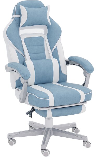 HOMCOM Sedia Gaming Ergonomica con Poggiapiedi, Altezza Regolabile, Schienale Reclinabile, 63x63x123 cm, Blu | Aosom Italy