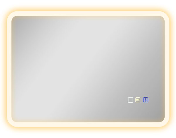 HOMCOM Specchio da Bagno LED Bluetooth con Luce Regolabile e 3 Colori Antiappannamento, 70x3.5x50 cm, Argento | Aosom Italy