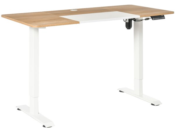 Vinsetto Scrivania Elettrica con Altezza Regolabile e 4 Tasti di Memoria, per Ufficio e Casa, 140x70x72-116 cm, Bianco e Naturale | Aosom Italy