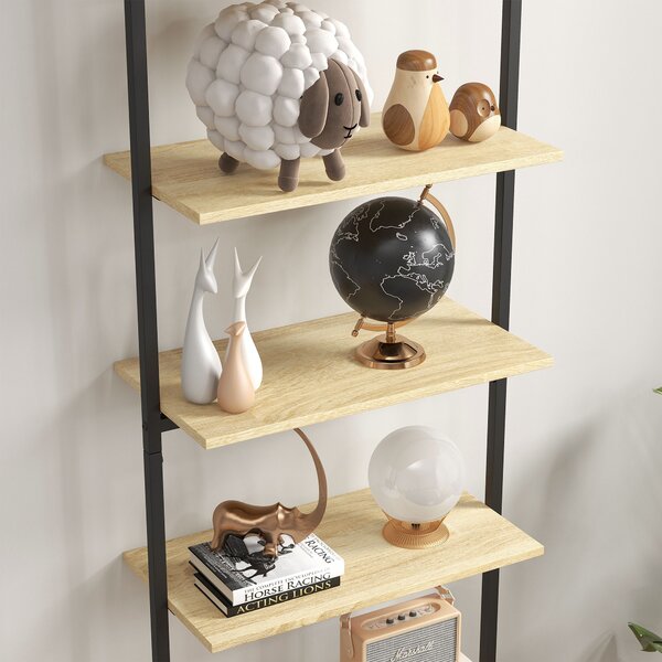 HOMCOM Scaffale Libreria Industriale da parete con 6 ripiani in Acciaio, 60x30x206 cm, Legno Naturale | Aosom Italy