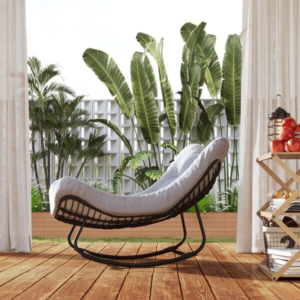 Outsunny Poltrona a Dondolo da Giardino, Sedia a Dondolo a Forma d'Uovo con Cuscino Imbottito, 98x111x74 cm, Grigio | Aosom Italy