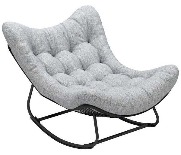 Outsunny Poltrona a Dondolo da Giardino, Sedia a Dondolo a Forma d'Uovo con Cuscino Imbottito, 98x111x74 cm, Grigio | Aosom Italy