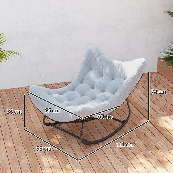 Outsunny Poltrona a Dondolo da Giardino, Sedia a Dondolo a Forma d'Uovo con Cuscino Imbottito, 98x111x74 cm, Grigio | Aosom Italy
