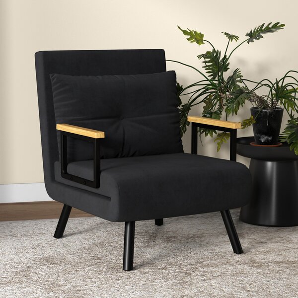 HOMCOM Poltrona Letto 3 in 1 con Schienale Reclinabile in 5 Posizioni e Cuscino, Divano letto con seduta imbottita, 63x73x81 cm, Nero | Aosom Italy