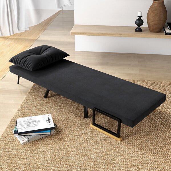 HOMCOM Poltrona Letto 3 in 1 con Schienale Reclinabile in 5 Posizioni e Cuscino, Divano letto con seduta imbottita, 63x73x81 cm, Nero | Aosom Italy