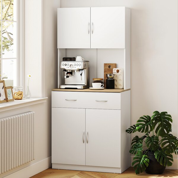 HOMCOM Credenza Cucina Moderno con Armadietti a 2 Ante e Cassetto, Mobile in Legno per Spazi Piccoli, 80x40x180cm, Bianco | Aosom Italy