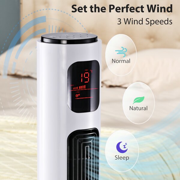 HOMCOM Ventilatore a Torre 45W a 3 Modalità e 3 Velocità con Timer da 12h, in ABS, Ø32 x 96A cm, Nero e Bianco|Aosom