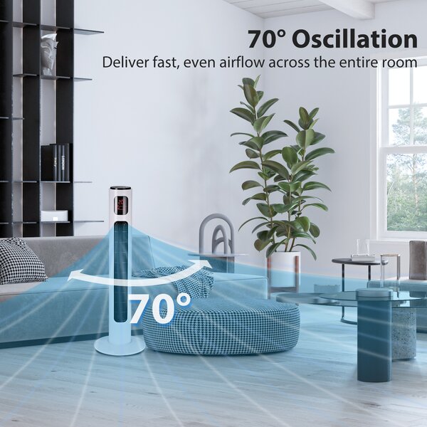 HOMCOM Ventilatore a Torre 45W a 3 Modalità e 3 Velocità con Timer da 12h, in ABS, Ø32 x 96A cm, Nero e Bianco|Aosom