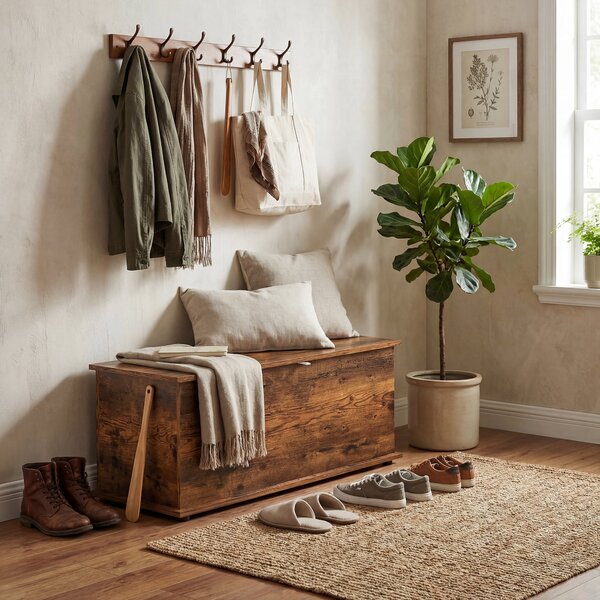 HOMCOM Panca Contenitore Multiuso per Camera da Letto e Ingresso in Legno, Capacità 120 kg, 100x40x40cm, Marrone | Aosom Italy
