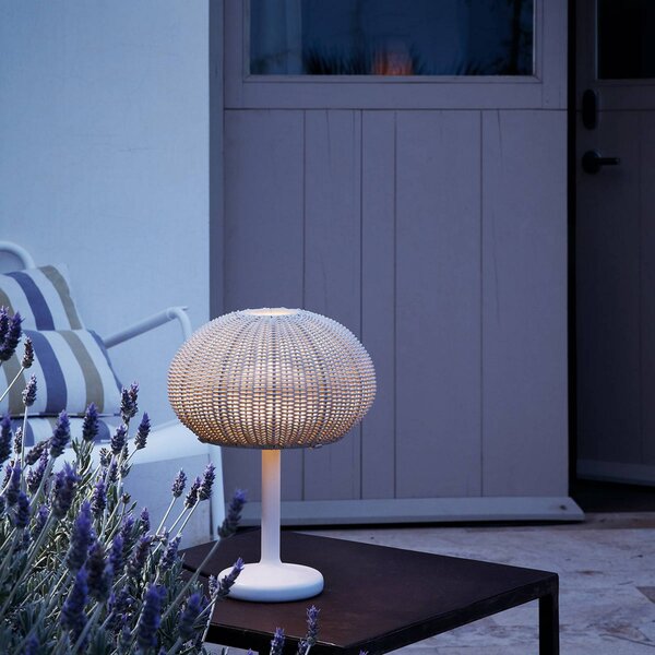 Bover Garota Mini lampada LED da tavolo esterni, Crema / Ambra, Alluminio, Design