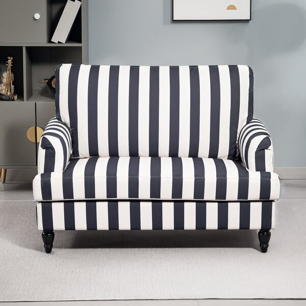 HOMCOM Poltrona Classico a Righe con Molle a S, Cuscino spesso e schienale in Velluto, 115x82x82 cm, Nero e Bianco | Aosom Italy