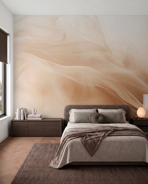 Carta da parati Onde fumose beige in stile astratto, Carta da parati lastrazione, w09273 : Uwalls.it