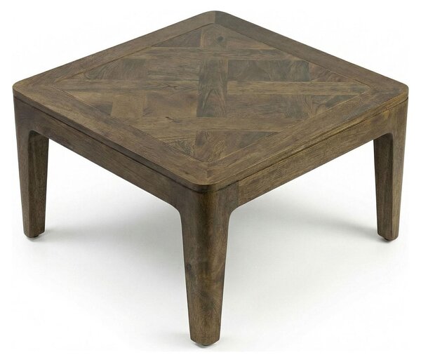 Tavolino WOHNLING, 60 cm, in legno massello di mango con finitura noce, ideale per il soggiorno. Tavolino quadrato, in legno, dal design elegante, perfetto come tavolino da divano o come tavolino ausiliario. Prodotto artigianale