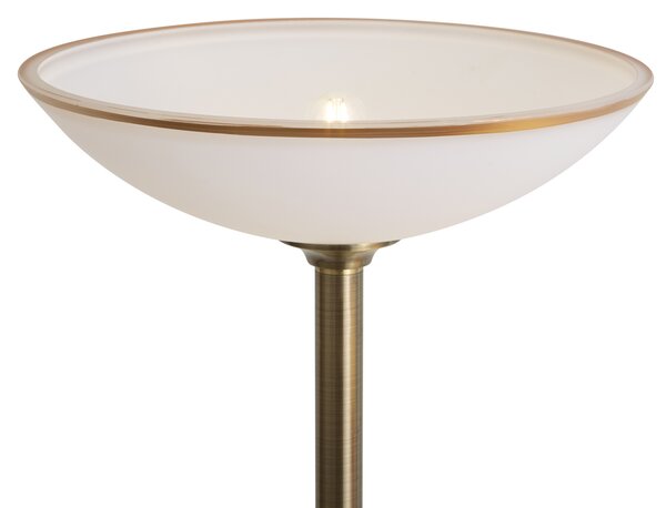 Lampada da terra classica bronzo con vetro opale 2 luci - Katarina