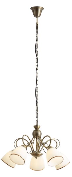 Lampada a sospensione classica bronzo con vetro opale 5 luci - Katarina