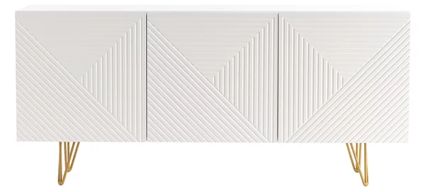 Credenza design bianco e dorato L160 cm OZEN